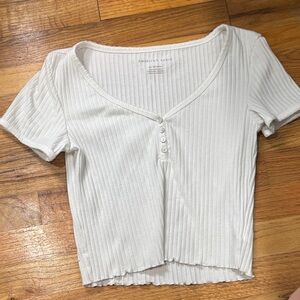 American Eagle Outfitters White Ribbed Crop Top